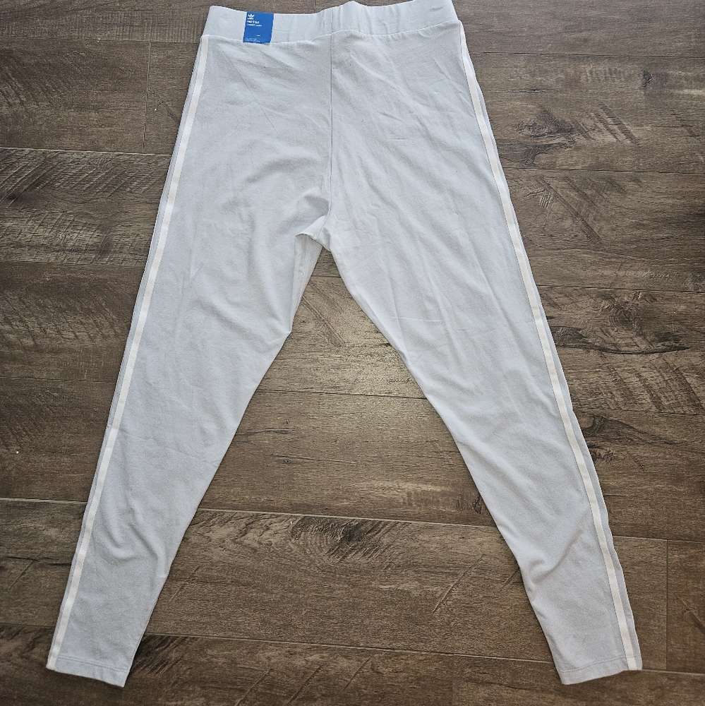 😇 Adidas Halo Blue 3 Stripe Athletic Activewear Leggings - Size Large NWT - Picture 4 of 9